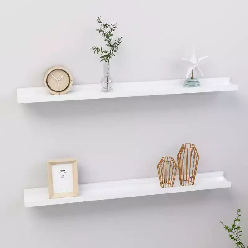 Wall Shelf Set of 2 High gloss white MDF 31.5x3.5x1.2 in