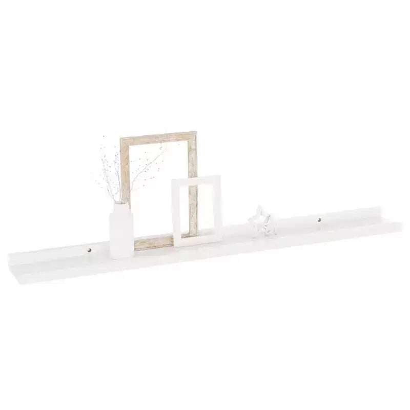 Wall Shelf Set of 2 High gloss white MDF 31.5x3.5x1.2 in