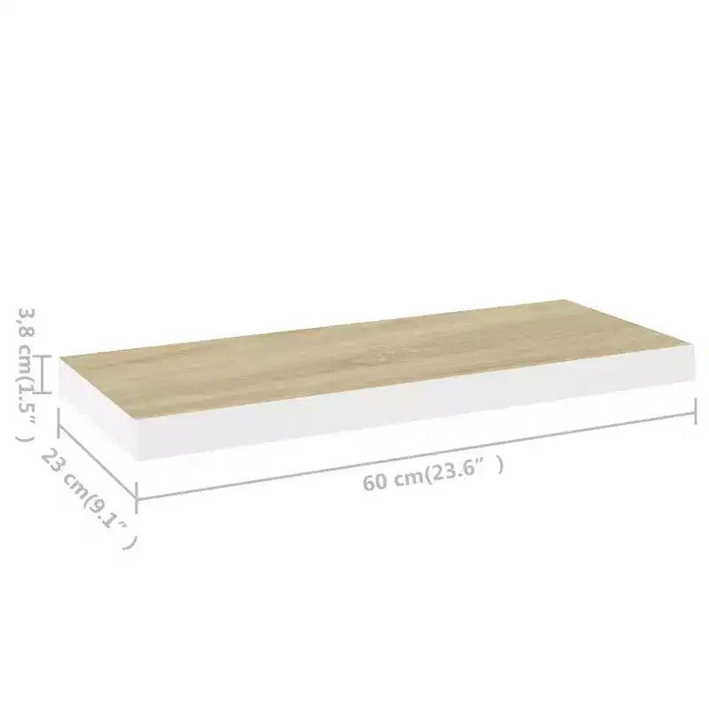 Wall Shelf Set of 2 Oak and white Honeycomb MDF 23.6x9.3x1.5 in
