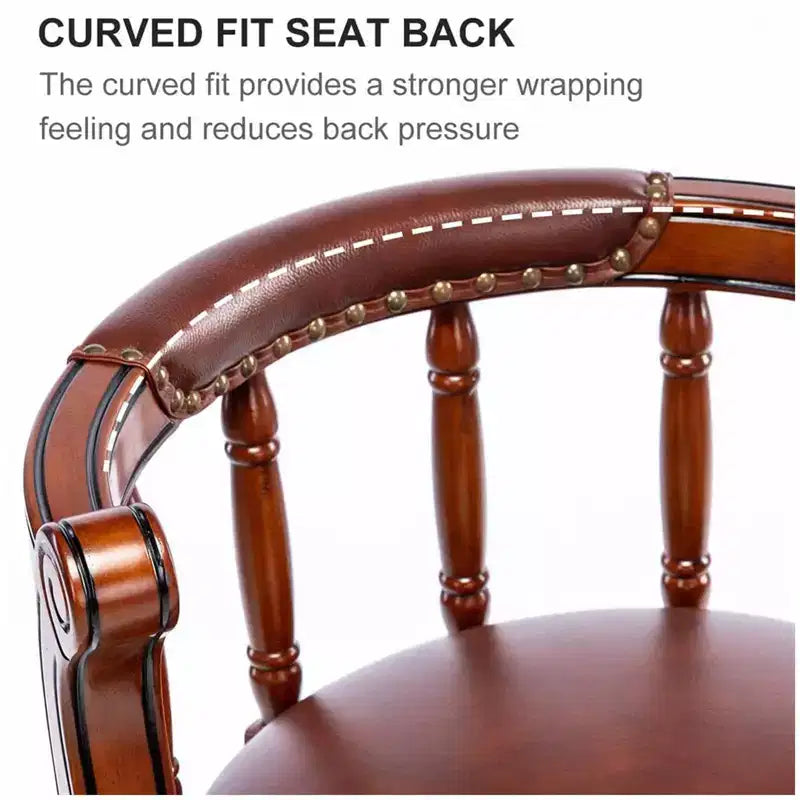 26Height Swivel Bar Stool with Backrest and Cow Top Leather Seat Surface