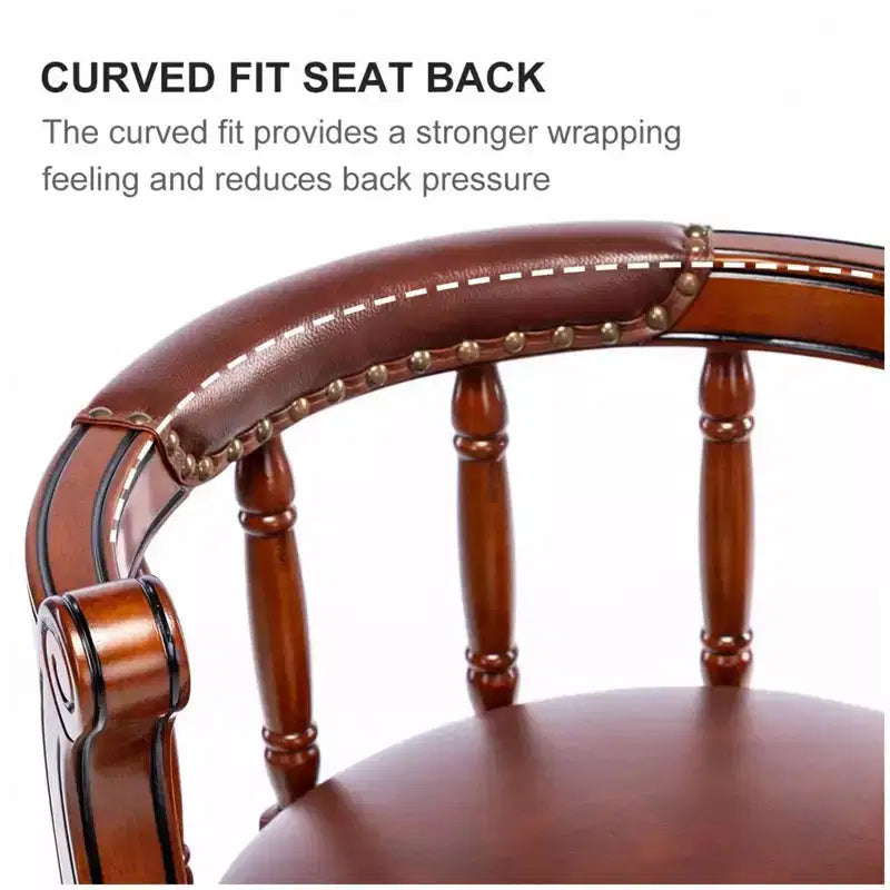 26Height Swivel Bar Stool with Backrest and Cow Top Leather Seat Surface