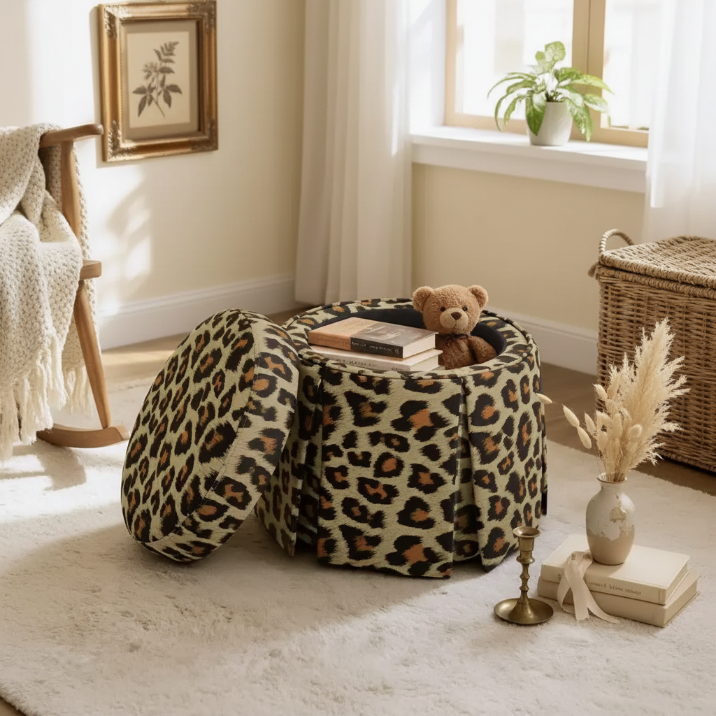 Pouffe de rangement rond