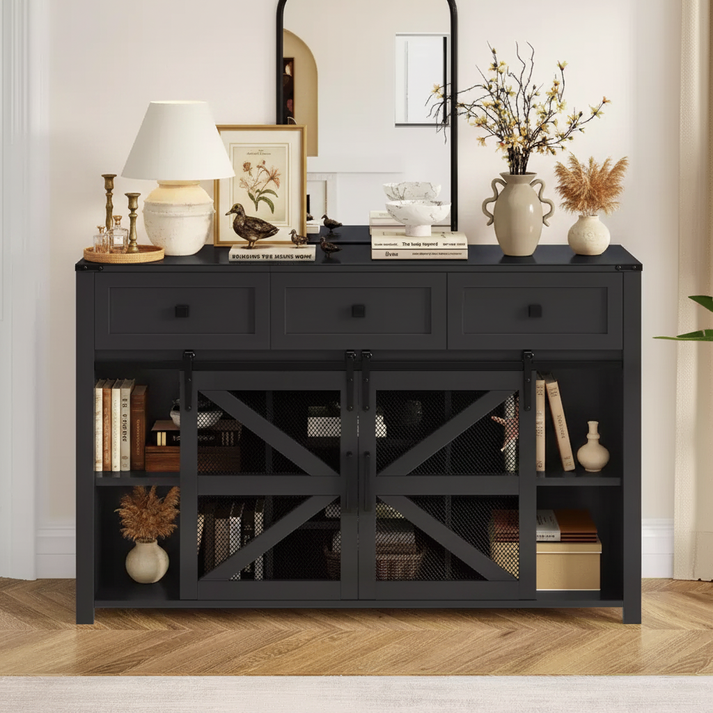 Buffet de salle à manger avec portes coulissantes