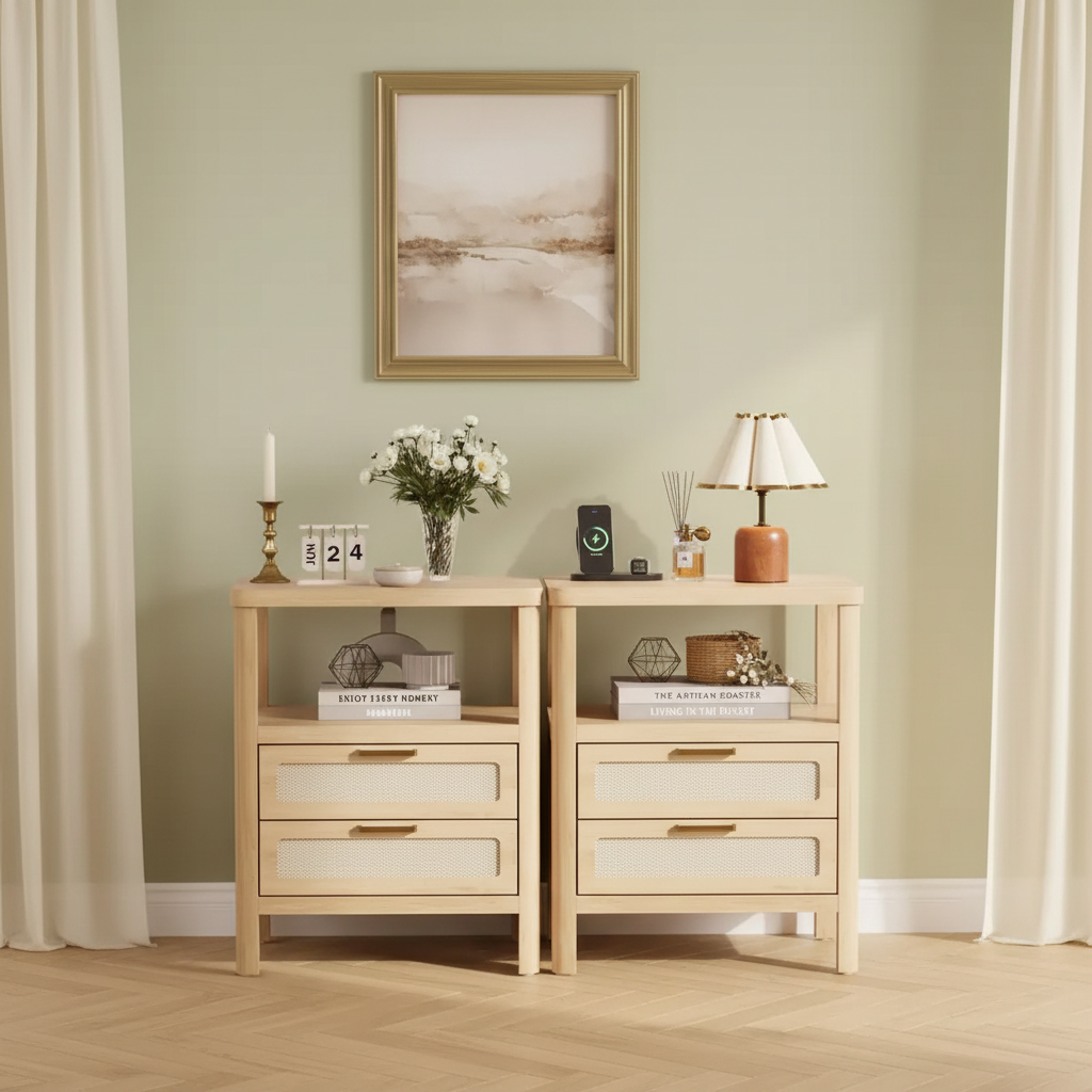 Tables de chevet en rotin
