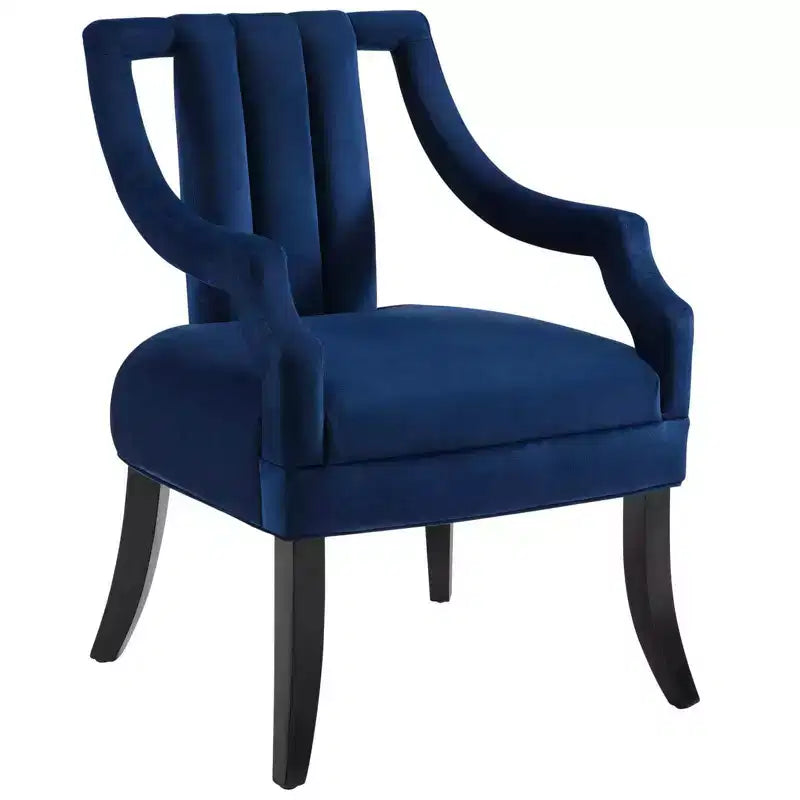 Set of 2 Harken Accent Chairs Performance Velvet Navy - Modway: Upholstered Wooden Frame, Spot Clean