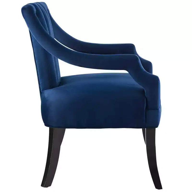 Set of 2 Harken Accent Chairs Performance Velvet Navy - Modway: Upholstered Wooden Frame, Spot Clean