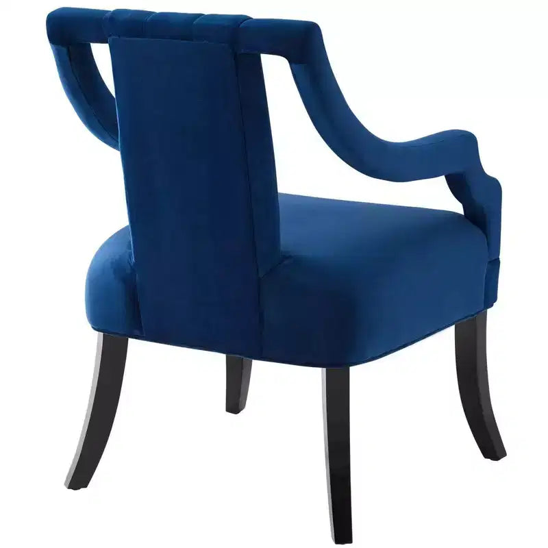 Set of 2 Harken Accent Chairs Performance Velvet Navy - Modway: Upholstered Wooden Frame, Spot Clean