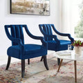 Set of 2 Harken Accent Chairs Performance Velvet Navy - Modway: Upholstered Wooden Frame, Spot Clean