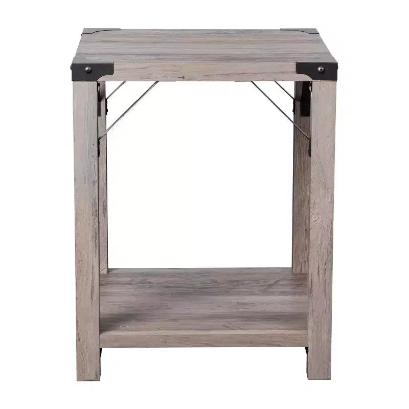 Merrick Lane Modern Farmhouse Engineered Wood End Table and Powder Coated Steel Accents