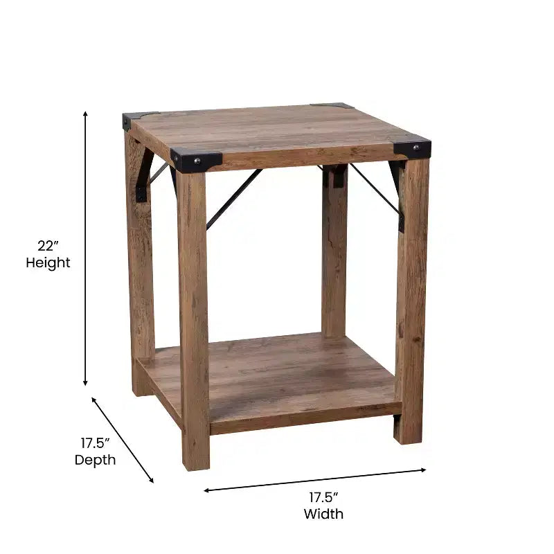 Merrick Lane Modern Farmhouse Engineered Wood End Table and Powder Coated Steel Accents