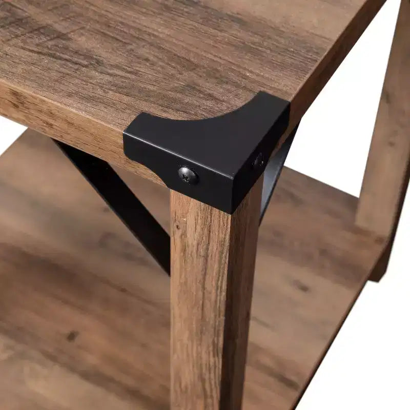 Merrick Lane Modern Farmhouse Engineered Wood End Table and Powder Coated Steel Accents