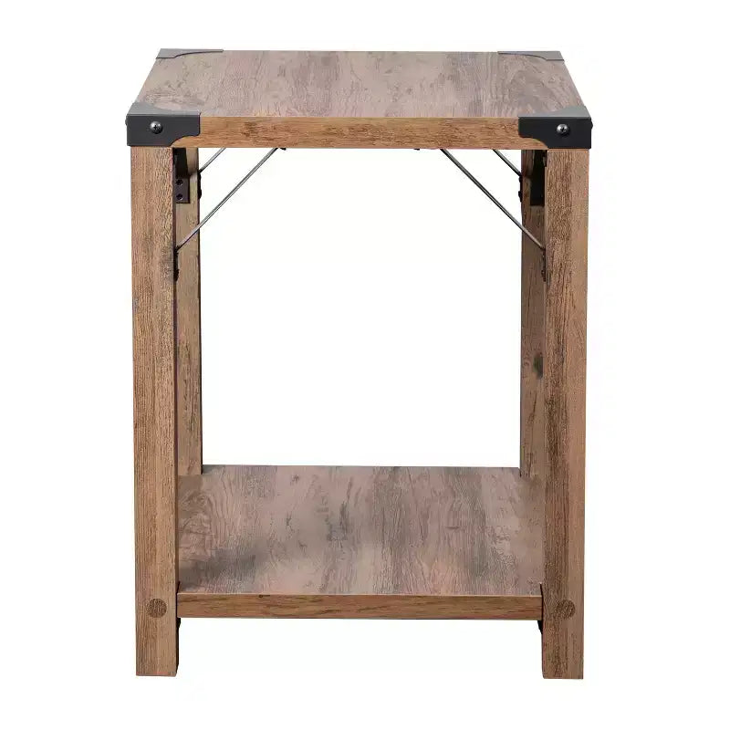 Merrick Lane Modern Farmhouse Engineered Wood End Table and Powder Coated Steel Accents