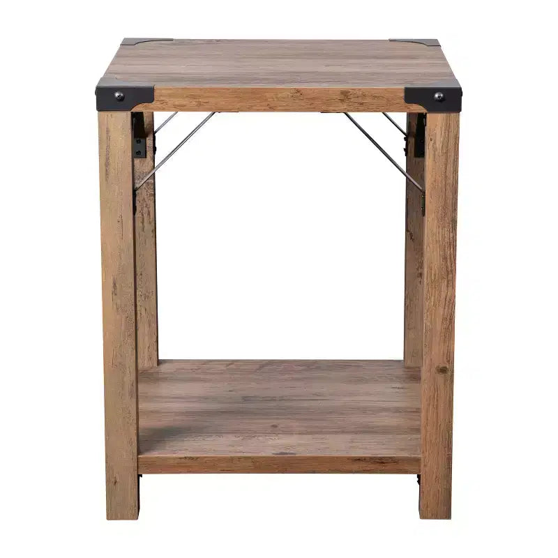 Merrick Lane Modern Farmhouse Engineered Wood End Table and Powder Coated Steel Accents