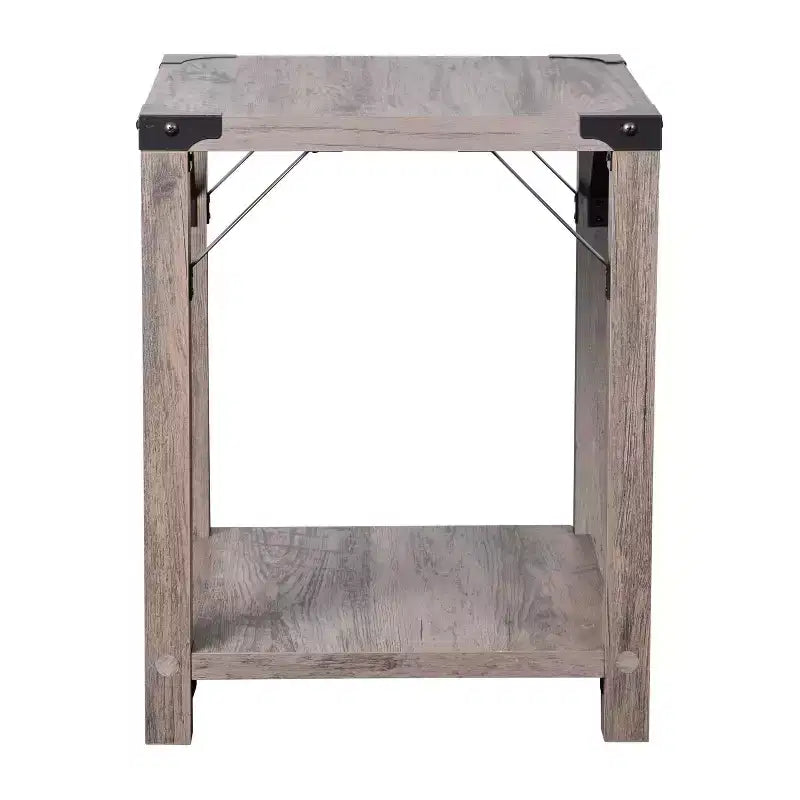 Merrick Lane Modern Farmhouse Engineered Wood End Table and Powder Coated Steel Accents