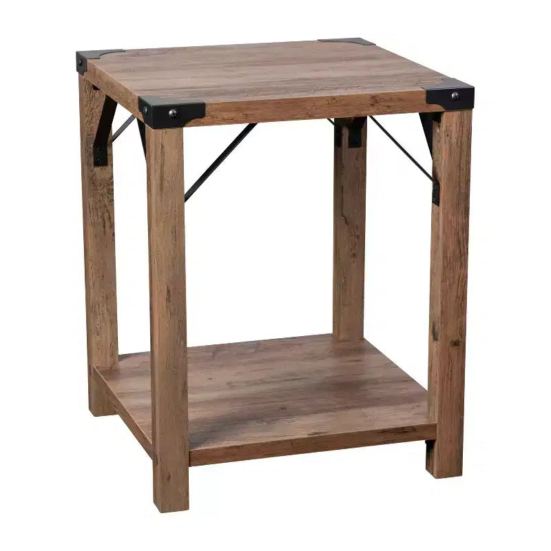 Merrick Lane Modern Farmhouse Engineered Wood End Table and Powder Coated Steel Accents